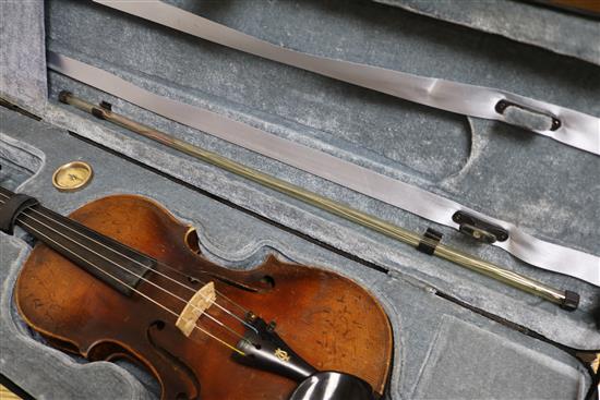 A late 19th century east European cased violin